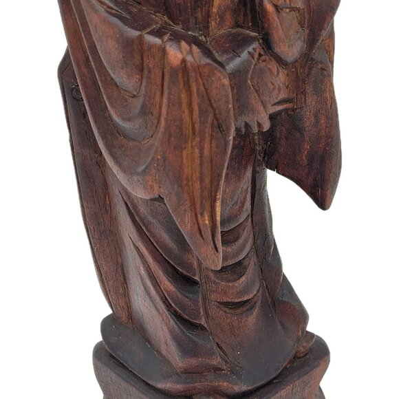 Vintage Chinese Hand Carved Wooden Asian Man Confusious Good Fortune 10" - Picture 3 of 9